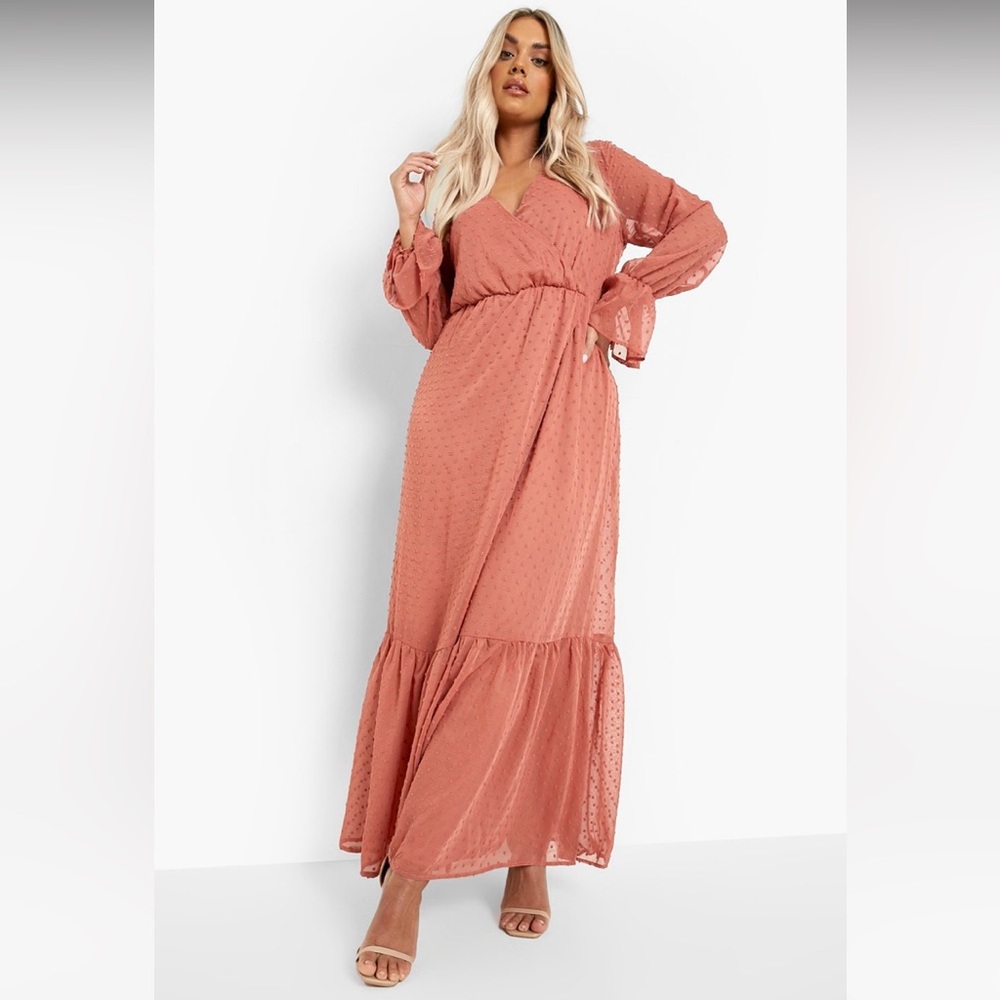 Long sleeve maxi wrap dress